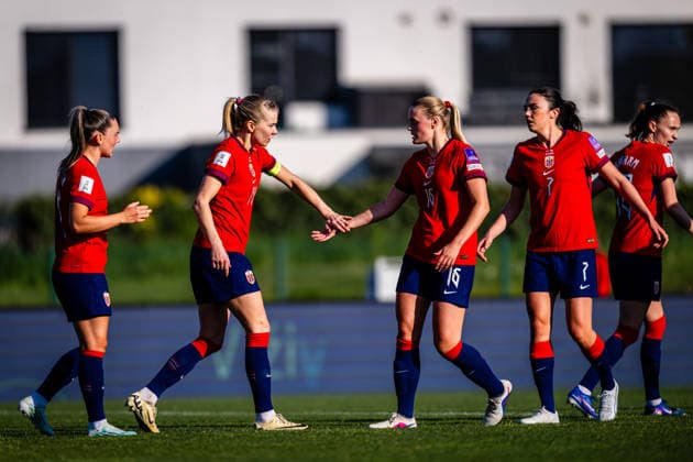 260418 Ada Hegerberg of Norway celebrates after scoring the 0 1 goal during the FIFA Women s World Cup Qualifier football match between Slovenia and Norway on April 18, 2026 in Ptuj Photo Marius Simensen BILDBYRAN COP 238 MM0066 bbeng dam fifa world cup qualifiers football fotball fotboll jubel landskamp norge norway slovenia slovenien soccer vm kvalik vm kvalifisering kvinner  Copyright: MARIUSxSIMENSEN BB260418BB936