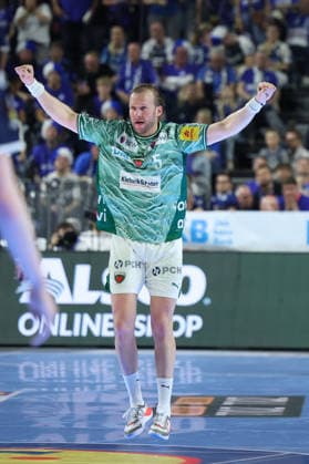 GER, Lanxess Arena Koeln, HBL, LIDL FINAL4, Men, 1 Semifinal TVB Lemgo Lippe vs Fuechse Berlin 18 04 2026, Lanxess Arena , Koeln , GER, Lanxess Arena Koeln, HBL, LIDL FINAL4, Men, 1 Semifinal TVB Lemgo Lippe vs Fuechse Berlin, in the picture Max Darj Fuechse Berlin 5 , is happy about his goal nordphotoxGmbHx xMeuter nph00351