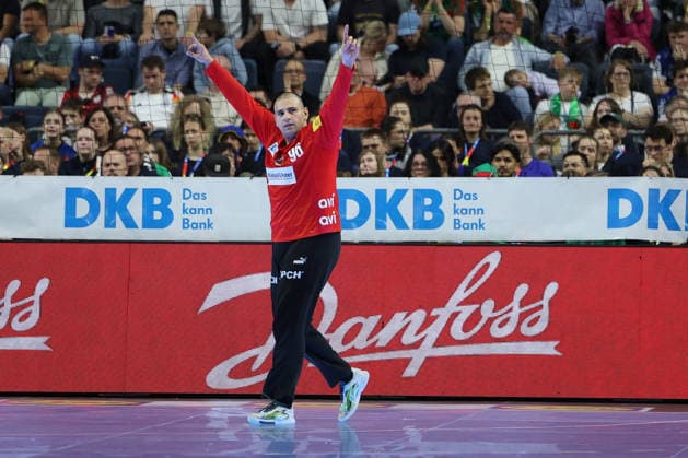 GER, Lanxess Arena Koeln, HBL, LIDL FINAL4, Men, 1 Semifinal TVB Lemgo Lippe vs Fuechse Berlin 18 04 2026, Lanxess Arena , Koeln , GER, Lanxess Arena Koeln, HBL, LIDL FINAL4, Men, 1 Semifinal TVB Lemgo Lippe vs Fuechse Berlin, in the picture Dejan Milosavljev goalkeeper Fuechse Berlin 96 , is happy about a saved ball nordphotoxGmbHx xMeuter nph00351