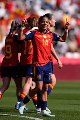 April 18, 2026, Cordoba, Cordoba, Spain: Vicky Lopez of Spain celebrates a goal during the European WomenÃ¢â‚¬â ¢s qualifiers for the FIFA WomenÃ¢â‚¬â ¢s World Cup 2027, League Phase MD4, football match played between Spain and Ukraine at Bahrain Victorious Nuevo Arcangel stadium on April 18, 2026, in Cordoba, Spain. Spain V Ukraine - European WomenÃ¢â‚¬â ¢S Qualifiers League Phase MD4  - ZUMAa181 20260418_zaa_a181_133 Copyright: xDennisxAgyemanx
