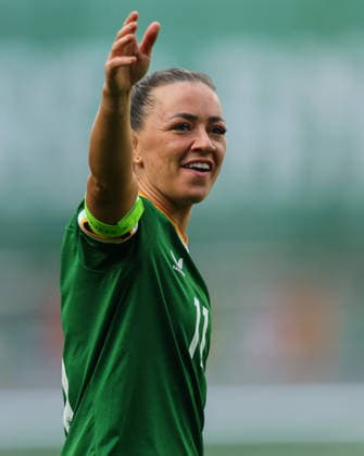 2027 FIFA Women s World Cup Qualifier, Aviva Stadium, Dublin 18 4 2026 Republic of Ireland vs Poland Ireland s Katie McCabe celebrates after the match Katie McCabe celebrates after the match 18 4 2026  Copyright: x INPHO RyanxByrnex RB1_0372