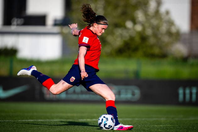 260418 Signe Gaupset of Norway during the FIFA Women s World Cup Qualifier football match between Slovenia and Norway on April 18, 2026 in Ptuj Photo Marius Simensen BILDBYRAN COP 238 MM0066 bbeng dam fifa world cup qualifiers football fotball fotball landskamp norge norway slovenia slovenien soccer vm kvalik vm kvalifisering kvinner  Copyright: MARIUSxSIMENSEN BB260418ZU008