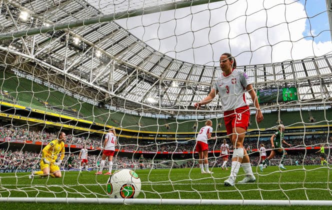 2027 FIFA Women s World Cup Qualifier, Aviva Stadium, Dublin 18 4 2026 Republic of Ireland vs Poland Poland™s Wiktoria Zieniewicz dejected after conceding the first goal of the game Wiktoria Zieniewicz dejected after conceding the first goal 18 4 2026  Copyright: x INPHO RyanxByrnex RB4_7420