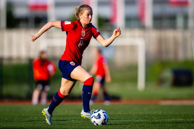 260418 Justine Kielland of Norway during the FIFA Women s World Cup Qualifier football match between Slovenia and Norway on April 18, 2026 in Ptuj Photo Marius Simensen BILDBYRAN COP 238 MM0066 bbeng dam fifa world cup qualifiers football fotball fotball landskamp norge norway slovenia slovenien soccer vm kvalik vm kvalifisering kvinner  Copyright: MARIUSxSIMENSEN BB260418ZS005