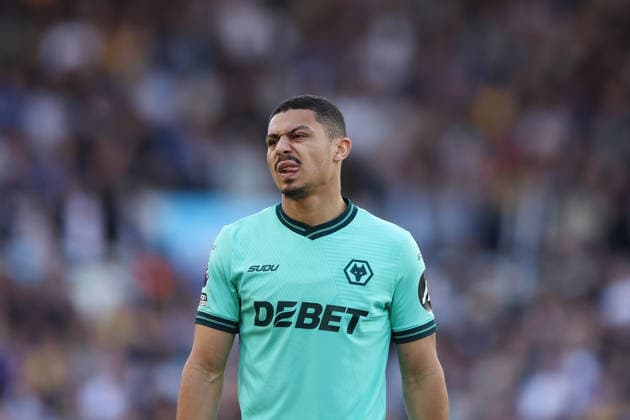Leeds, England, 18th April 2026. Andre of Wolverhampton Wanderers reacts during the Leeds United vs Wolverhampton Wanderers Premier League match at Elland Road, Leeds. Picture credit should read: Jessica Hornby Sportimage EDITORIAL USE ONLY. No use with unauthorised audio, video, data, fixture lists, club league logos or live services. Online in-match use limited to 120 images, no video emulation. No use in betting, games or single club league player publications. SPI_065_JH_LEEDS_UNITED_WOLVES SPI-4700-0065
