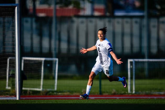 260418 Mateja Zver of Slovenia celebrates after scoring the 2 2 goal on a penalty kick during the FIFA Women s World Cup Qualifier football match between Slovenia and Norway on April 18, 2026 in Ptuj Photo Marius Simensen BILDBYRAN COP 238 MM0066 bbeng dam fifa world cup qualifiers football fotball fotboll jubel landskamp norge norway slovenia slovenien soccer vm kvalik vm kvalifisering kvinner  Copyright: MARIUSxSIMENSEN BB260418ZA010