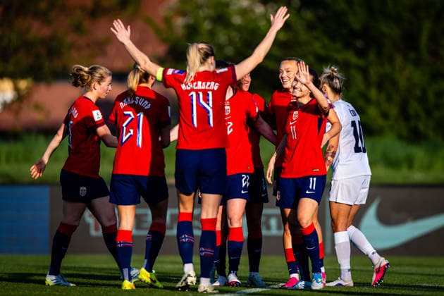 260418 Synne Sofie Kinden Jensen of Norway celebrates after scoring the 1 2 goal during the FIFA Women s World Cup Qualifier football match between Slovenia and Norway on April 18, 2026 in Ptuj Photo Marius Simensen BILDBYRAN COP 238 MM0066 bbeng dam fifa world cup qualifiers football fotball fotboll jubel landskamp norge norway slovenia slovenien soccer vm kvalik vm kvalifisering kvinner  Copyright: MARIUSxSIMENSEN BB260418ZM009