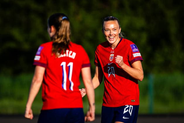 260418 Synne Sofie Kinden Jensen of Norway celebrates after scoring the 1 2 goal during the FIFA Women s World Cup Qualifier football match between Slovenia and Norway on April 18, 2026 in Ptuj Photo Marius Simensen BILDBYRAN COP 238 MM0066 bbeng dam fifa world cup qualifiers football fotball fotboll jubel landskamp norge norway slovenia slovenien soccer vm kvalik vm kvalifisering kvinner  Copyright: MARIUSxSIMENSEN BB260418ZP011