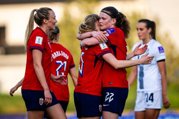 260418 Signe Gaupset of Norway celebrates after scoring the 2 3 goal during the FIFA Women s World Cup Qualifier football match between Slovenia and Norway on April 18, 2026 in Ptuj Photo Marius Simensen BILDBYRAN COP 238 MM0066 bbeng dam fifa world cup qualifiers football fotball fotboll jubel landskamp norge norway slovenia slovenien soccer vm kvalik vm kvalifisering kvinner  Copyright: MARIUSxSIMENSEN BB260418ZR013