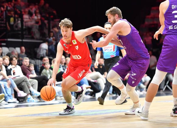 18 04 2026 Basketball Season 2025 2026 2 Bundesliga Pro A 12 Matchday Nuremberg Falcons Basketball Club NBC BG Göttingen OGo xogox Christian Feneberg 7, Nuremberg Falcons BC NBC Mathis Mönninghoff 17, BG Göttingen