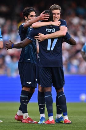 SSC Napoli v SS Lazio - Serie A Toma Basic of S.S. Lazio celebrates after scoring the second goal during the 33rd day of the Serie A Championship between S.S.C. Napoli and S.S. Lazio at the Diego Armando Maradona Stadium on April 18, 2026, in Naples, Italy. Naples Italy  Copyright: xDomenicoxCippitellix originalFilename:cippitelli-sscnapol260418_npQbk.jpg