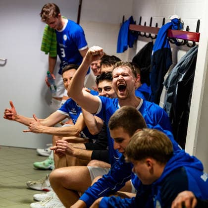 18 04 2026, GER, Volleyball, 2 BL Maenner Sued PlayOff Best of 2 mit Golden Set , Season 2025 2026, Blue Volleys Gotha Enervigo Volleys Dresden The Blue Volleys Gotha enter the final of the PlayOffs 2 Bundesliga, with in the picture Tim Wagner Blue Volleys Gotha 99867 Gotha Sporthalle Sportanlage Ernesti Thüringen Germany