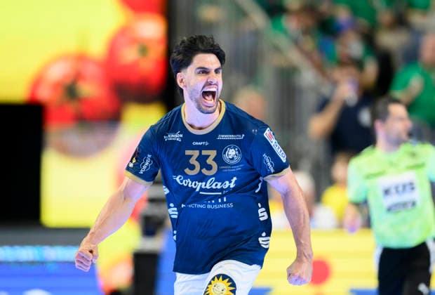 Cheers Eloy MORANTE MALDONADO BHC Semifinal, Bergischer HC BHC SC Magdeburg SCM , on 18 04 2026 Handball DHB Cup Final4, from 18 04 19 04 2026 in Cologne Germany Lanxess Arena