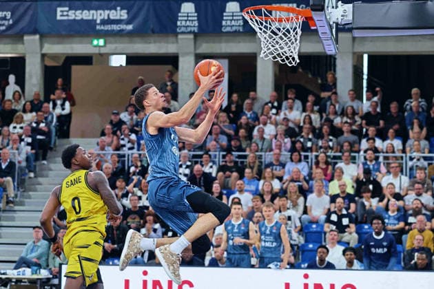 Samuell Williamson MLP Academics Heidelberg, 10 at the Dunk GER, MLP Academics Heidelberg vs MHP Riesen Ludwigsburg, Basketball, easycredit Basketball Bundesliga, Matchday 30, Season, 2025 2026, 18 04 2026 GER, MLP Academics Heidelberg vs MHP Riesen Ludwigsburg, Basketball, easycredit Basketball Bundesliga, Matchday 30, Season, 2025 2026, 18 04 2026 Heidelberg Copyright: xEibner-Pressefoto JoergxHirschx EP_JHH