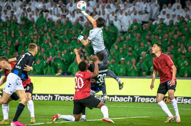 Germany Soccer 2 Bundesliga 2025 2026, Matchday 30 Hannover 96 vs SC Paderborn 07 Heinz von Heiden Arena Stadion Hannover Goal chance Nahuel Noll Hannover 96, 1 Hannover Copyright: xAymanxAlahmedx