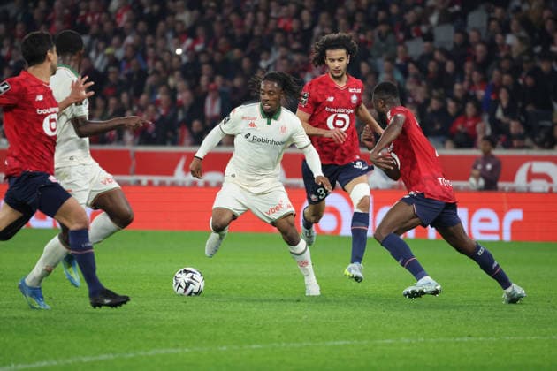 FOOTBALL : LOSC Lille vs OGC Nice- Ligue 1 J30 - 18 04 2026 Elye WAHI (OGC Nice) lors du match LOSC Lille vs OGC Nice, Ligue 1 J30, Decathlon Arena stade Pierre Mauroy, le 18 avril 2026 - photo Laurent Sanson PsnewZ  Copyright: xLaurentxSANSONx xPsnewZx