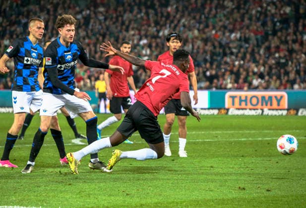 Germany Soccer 2 Bundesliga 2025 2026, Matchday 30 Hannover 96 vs SC Paderborn 07 Heinz von Heiden Arena Stadion Hannover Mustapha Bundu Hannover 96, 7 Hannover Copyright: xAymanxAlahmedx
