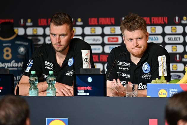 GER, Lanxess Arena Koeln, HBL, LIDL FINAL4, Men, 2 Semifinal bergischer HC vs SC Magdeburg 19 04 2026, Lanxess Arena , Koeln , GER, Lanxess Arena Koeln, HBL, LIDL FINAL4, Men, 2 Semifinal bergischer HC vs SC Magdeburg, in the picture Markus Pütz Puetz Co Coach BHC , and Fabian Gutbrod Sporting Director nordphotoxGmbHx xMeuter nph00351