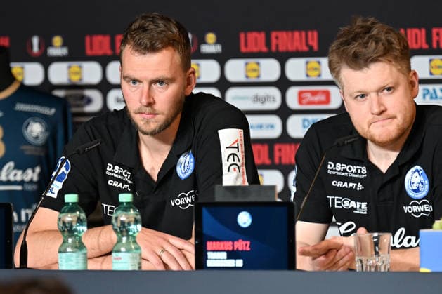 GER, Lanxess Arena Koeln, HBL, LIDL FINAL4, Men, 2 Semifinal bergischer HC vs SC Magdeburg 19 04 2026, Lanxess Arena , Koeln , GER, Lanxess Arena Koeln, HBL, LIDL FINAL4, Men, 2 Semifinal bergischer HC vs SC Magdeburg, in the picture Markus Pütz Puetz Co Coach BHC , and Fabian Gutbrod Sporting Director nordphotoxGmbHx xMeuter nph00351