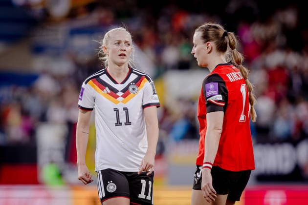 AUSTRIA - GERMANY WOMEN Lea Schuller of Germany and Manchester United, ManU FC during the league phase of 2027 FIFA Women s World Cup European Qualifiers League A football match between Austria and Germany. Josko Arena, Ried im Innkreis, Austria, April 18, 2026. Photo by Branislav Racko Copyright: xx 080A4633