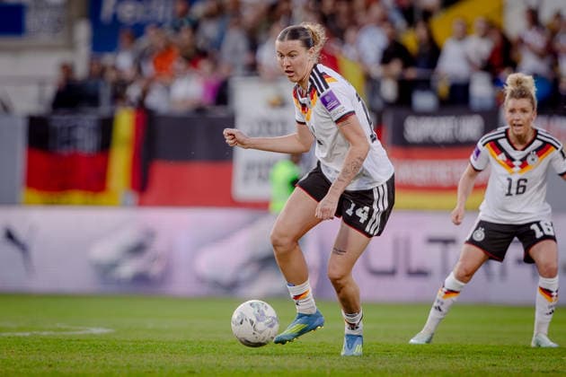AUSTRIA - GERMANY WOMEN Larissa Muhlhaus of Germany and Werder Bremen during the league phase of 2027 FIFA Women s World Cup European Qualifiers League A football match between Austria and Germany. Josko Arena, Ried im Innkreis, Austria, April 18, 2026. Photo by Branislav Racko Copyright: xx 080A4345