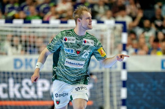 Cologne, 18 04 2026, Handball, Men, Lidl Final4, DHB Cup, Semi-final, TBV Lemgo Lippe Füchse Berlin Matthes Langhoff Füchse Berlin, 25 cheers after a goal Cologne Lanxess Arena NRW Germany