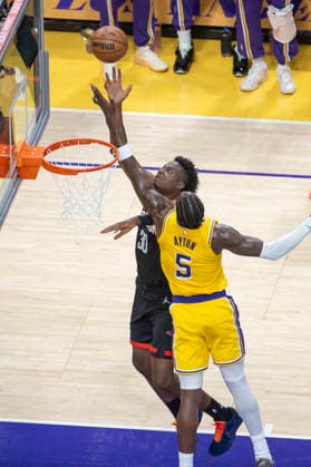 April 18, 2026, Los Angeles, California, USA: Houston RocketsÃ¢â‚¬â ¢ Clint Capela (30) goes to the basket under pressure from Los Angeles LakersÃ¢â‚¬â ¢ Deandre Ayton (5) during Game 1 of a first-round NBA, Basketball Herren, USA playoff series at Crypto.com Arena on Saturday, April 18, 2026 in Los Angeles. Los Angeles USA - ZUMAc68_ 20260418_zaf_c68_007 Copyright: xRingoxChiux