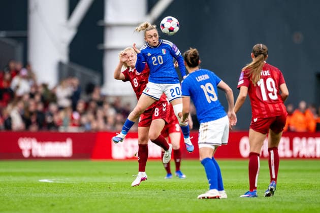 Denmark v Italy, Women™s World Cup Qualification, Copenhagen, Denmark Copenhagen, Denmark. 18th, April 2026. Giada Greggi (20) of Italy seen during the Women™s World Cup Qualifier between Denmark and Italy at Parken in Copenhagen. Denmark, Copenhagen  Copyright: xGonzalesxPhoto TobiasxJorgensenx