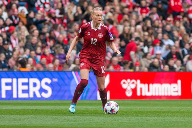Denmark v Italy - FIFA Women s World Cup 2027 Qualifier Stine Sandbech of Denmark is seen in action during the 2027 FIFA Women s World Cup Qualifier between Denmark and Italy at Parken Stadium in Copenhagen, Denmark, on April 18, 2026. Copenhagen Denmark  Copyright: xKristianxTuxenxLadegaardxBergx originalFilename:berg-denmarkv260418_npzMg.jpg