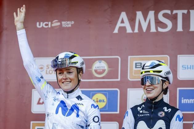 MAASTRICHT - Floortje Mackaij (Team Movistar Women) before the start of the 2026 Amstel Gold Race in Maastricht. VINCENT JANNINK ANP xVIxANPxSportx xxANPxIVx 556180378 originalFilename: 556180378.jpg