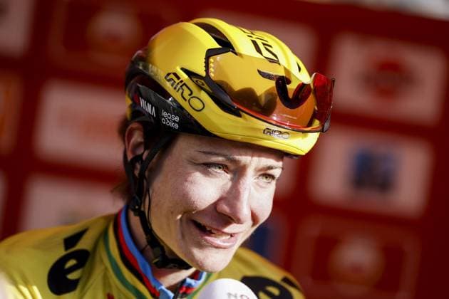 MAASTRICHT - Marianne Vos (Team Visma - Lease a Bike Women) during the team presentation prior to the start of the 2026 Amstel Gold Race in Maastricht. MARCEL VAN HOORN ANP xVIxANPxSportx xxANPxIVx 556181433 originalFilename: 556181433.jpg
