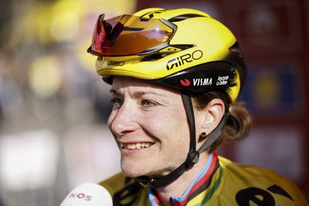 MAASTRICHT - Marianne Vos (Team Visma - Lease a Bike Women) during the team presentation prior to the start of the 2026 Amstel Gold Race in Maastricht. MARCEL VAN HOORN ANP xVIxANPxSportx xxANPxIVx 556181434 originalFilename: 556181434.jpg