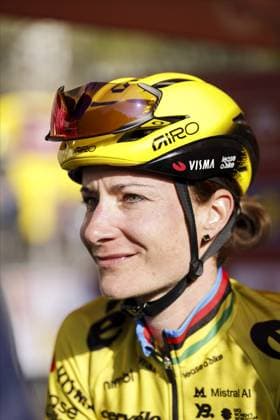 MAASTRICHT - Marianne Vos (Team Visma - Lease a Bike Women) during the team presentation prior to the start of the 2026 Amstel Gold Race in Maastricht. MARCEL VAN HOORN ANP xVIxANPxSportx xxANPxIVx 556181436 originalFilename: 556181436.jpg