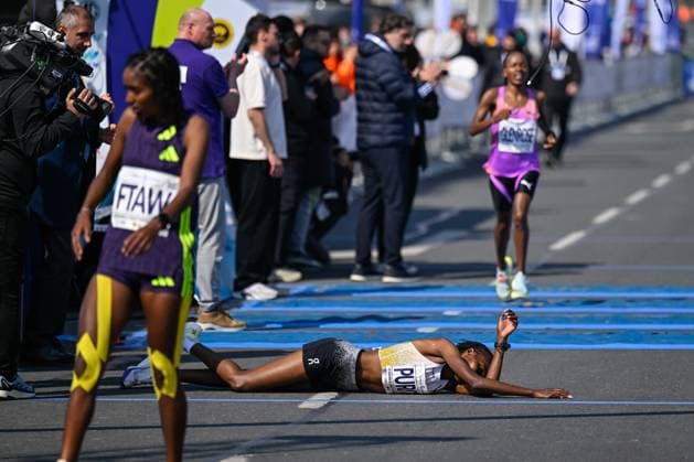 2026 Istanbul Half Marathon ISTANBUL, TURKIYE - APRIL 19: Purity Gitonga of Kenya collapses after crossing the finish line to win the women s elite category of the 21st Istanbul Half Marathon, held in the Historic Peninsula of Istanbul, Turkiye on April 19, 2026. Cem Tekkesinoglu Anadolu Istanbul Turkey. Editorial use only. Please get in touch for any other usage.  Copyright: x2026xAnadoluxCemxTekkesinoglux