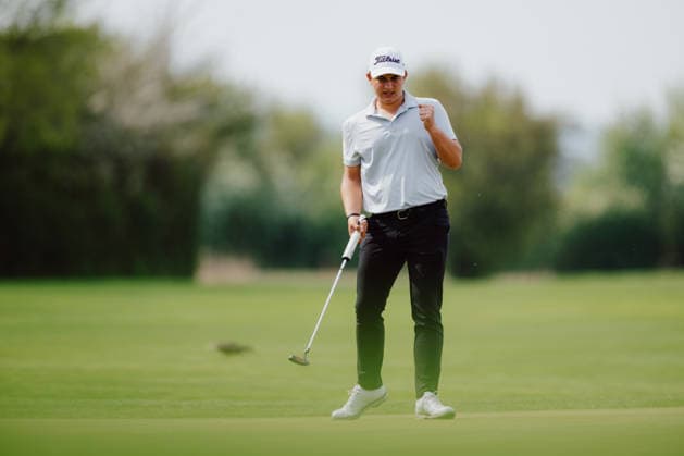 GOLF - AUT Int. Foursome Championship ATZENBRUGG,AUSTRIA,19.APR.26 - GOLF - Austrian International Foursome Championship, Diamond Country Club. Image shows the rejoicing of Felix Dworschak (AUT).  GEPAxpictures xAlexanderxSolc