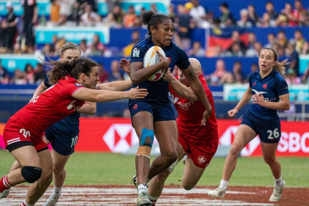 HONGKONG-RUGBY Anaick Konyi from team France during a women™s rugby match between Canada and France at the Hong Kong Rugby Sevens in Hong Kong, April 18, 2026. NEXPHER Vernon Yuen HONG KONG