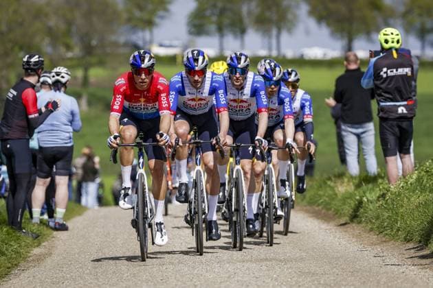 VOERENDAAL - Riders of Team Red Bull - BORA - hansgrohe near Voerendaal during the 2026 Amstel Gold Race. MARCEL VAN HOORN ANP xVIxANPxSportx xxANPxIVx 556193892 originalFilename: 556193892.jpg