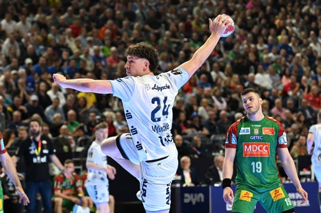 GER, Lanxess Arena Koeln, HBL, LIDL FINAL4, Men, Match for 3rd place, TBV Lemgo Lippe vs SC Magdeburg 19 04 2026, Lanxess Arena , Koeln , GER, Lanxess Arena Koeln, HBL, LIDL FINAL4, Men, Match for 3rd place, TBV Lemgo Lippe vs SC Magdeburg , in picture Joel Willecke TBV Lemgo 24 , free in front of the goal nordphotoxGmbHx xMeuter nph00351