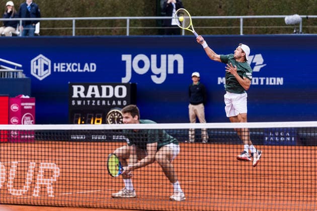 MUNICH, GERMANY - APRIL 19: Jakob Schnaitter (GER) Mark Wallner (GER) during the BMW Open by Bitpanda Doubles match between Jakob Schnaitter (GER) Mark Wallner (GER) vs Theo Arribage (FRA) Albano Olivetti (FRA) at MTTC Iphitos on April 19, 2026 in Munich, Germany. Bavaria Germany Copyright: xSteffiexWunderlx