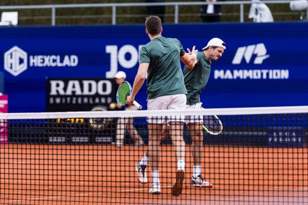 MUNICH, GERMANY - APRIL 19: Jakob Schnaitter (GER) Mark Wallner (GER) cheer during the BMW Open by Bitpanda Doubles match between Jakob Schnaitter (GER) Mark Wallner (GER) vs Theo Arribage (FRA) Albano Olivetti (FRA) at MTTC Iphitos on April 19, 2026 in Munich, Germany. Bavaria Germany Copyright: xSteffiexWunderlx