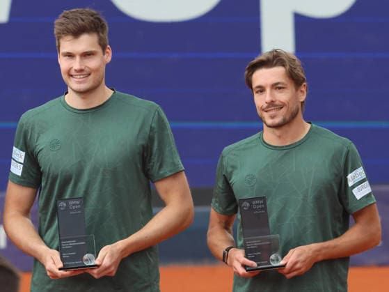 Doubles winner, Jakob Schnaitter GER and Mark Wallner GER Award ceremony, trophy, tennis final doubles final BMW Open by Bitpanda 2026 ATP 500 Munich 19 04 2026 PHOTO Mladen Lackovic LakoPress