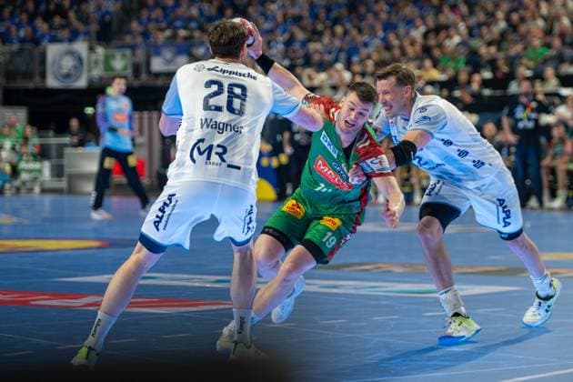 Hendrik Wagner, back court TBV Lemgo Lippe 28 , Elvar Orn Jonsson, back court, SC Magdeburg 19 , TBV Lemgo Lippe SC Magdeburg, DHB Pokal Maenner, Herren, 6 Spieltag, Spiel um Platz 3, Daikin HBL, Lidl Final 4, 19 04 2026 Köln NRW Germany Copyright: xkolbert-press MartinxWdziecznyx