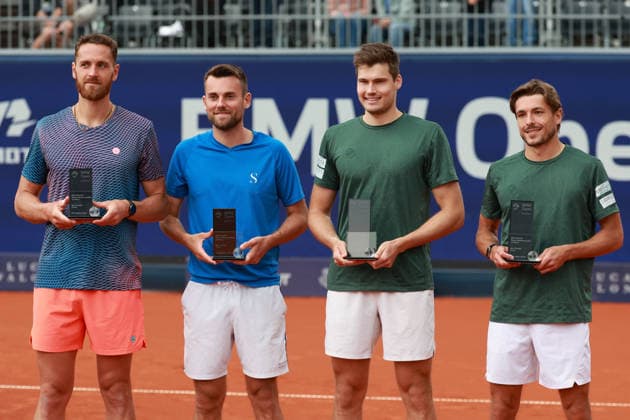 Winner Jakob Schnaitter, Mark Wallner and the finalists Theo Arribage, Albano Olivetti, Men s Doubles, Award Ceremony, Presentation Tennis BMW Open 2026 ATP 500 MTTC Iphitos Munich Bavaria Germany April 19, 2026 Copyright: xJuergenxHasenkopfx