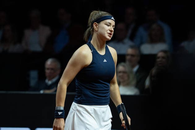 Karolina Muchova CZE in picture disappointed, GER, Elena Rybakina vs Karolina Muchova, Tennis, ATP Tournament, WTA 500, Porsche Tennis Grand Prix, Final, 19 04 2026, GER, Elena Rybakina vs Karolina Muchova, Tennis, ATP Tournament, WTA 500, Porsche Tennis Grand Prix, Final, 19 04 2026, Stuttgart Copyright: xEibner-Pressefoto EdwardxCheungx EP_ECG