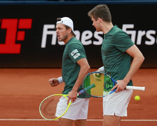 Jakob Schnaitter upturned cap, Mark Wallner cheering after winning a point, Emotion, Joy Men Doubles, Men s Doubles, Final, Final Tennis BMW Open 2026 ATP 500 MTTC Iphitos Munich Bavaria Germany April 19, 2026 Copyright: xJuergenxHasenkopfx
