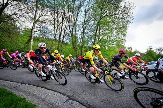 Belgian Tim Wellens of UAE Team Emirates-XRG and American Matteo Jorgenson of Team Visma-Lease a Bike pictured in action during the men elite Amstel Gold Race one day cycling race, 257,4 km from Maastricht to Valkenburg, The Netherlands, Sunday 19 April 2026. DIRKxWAEM  x171324827x