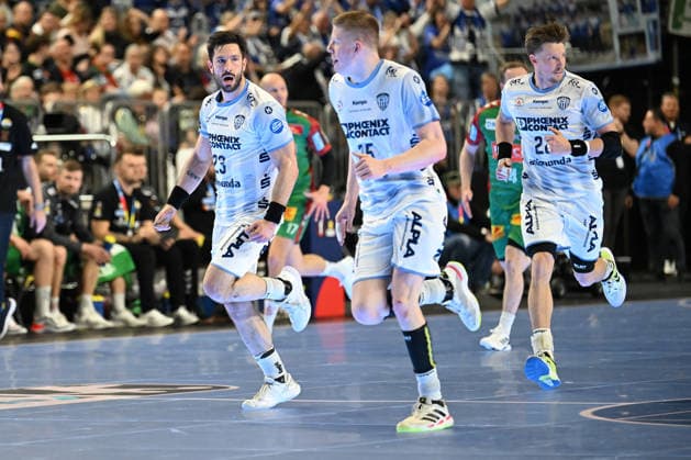 GER, Lanxess Arena Koeln, HBL, LIDL FINAL4, Men, Match for 3rd place, TBV Lemgo Lippe vs SC Magdeburg 19 04 2026, Lanxess Arena , Koeln , GER, Lanxess Arena Koeln, HBL, LIDL FINAL4, Men, Match for 3rd place, TBV Lemgo Lippe vs SC Magdeburg , in picture goal celebration jubilation jubilation run, Tim Suton TBV Lemgo 23 , Niels Versteijnen TBV Lemgo 25 , nordphotoxGmbHx xMeuter nph00351