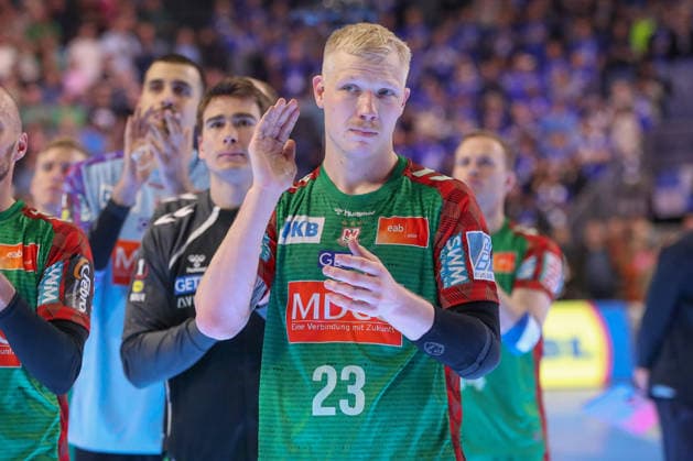 19 04 2026, xgox, Handball DHB Pokal match 3rd place SC Magdeburg TBV Lemgo Lippe emspor, v l Magnus Saugstrup Magdeburg, 23 disappointed, looks disappointed, disappointed Koeln
