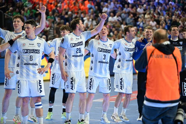 GER, Lanxess Arena Koeln, HBL, LIDL FINAL4, Men, match for 3rd place, TBV Lemgo Lippe vs SC Magdeburg 19 04 2026, Lanxess Arena , Koeln , GER, Lanxess Arena Koeln, HBL, LIDL FINAL4, Men, match for 3rd place, TBV Lemgo Lippe vs SC Magdeburg , in the picture after the end of the match the Lemgo team is happy about the victory and 3rd place nordphotoxGmbHx xMeuter nph00351