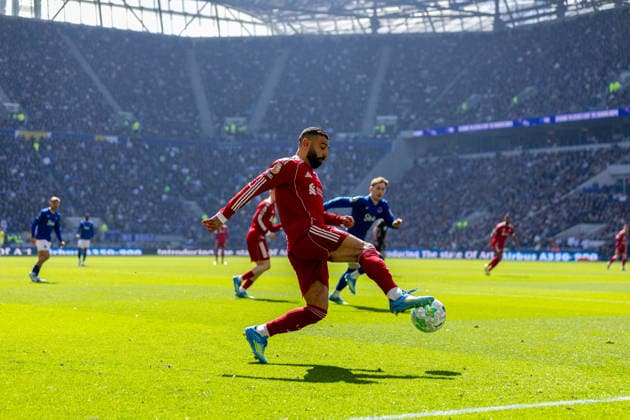 Football - FA Premier League - Everton FC v Liverpool FC LIVERPOOL, ENGLAND - Sunday, April 19, 2026: Liverpool s Mohamed Salah during the FA Premier League match between Everton FC and Liverpool FC, the 248th Merseyside Derby, at Bramley-Moore Dock. (Photo by David Rawcliffe Propaganda) LIVERPOOL Bramley-Moore Dock MERSEYSIDE ENGLAND  Copyright: xDavidxRawcliffex P2026-04-19-Everton_Liverpool-62